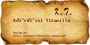 Körözsi Titanilla névjegykártya